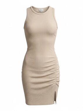 Le Lis Ribbed Tank Mini Dress in Beige